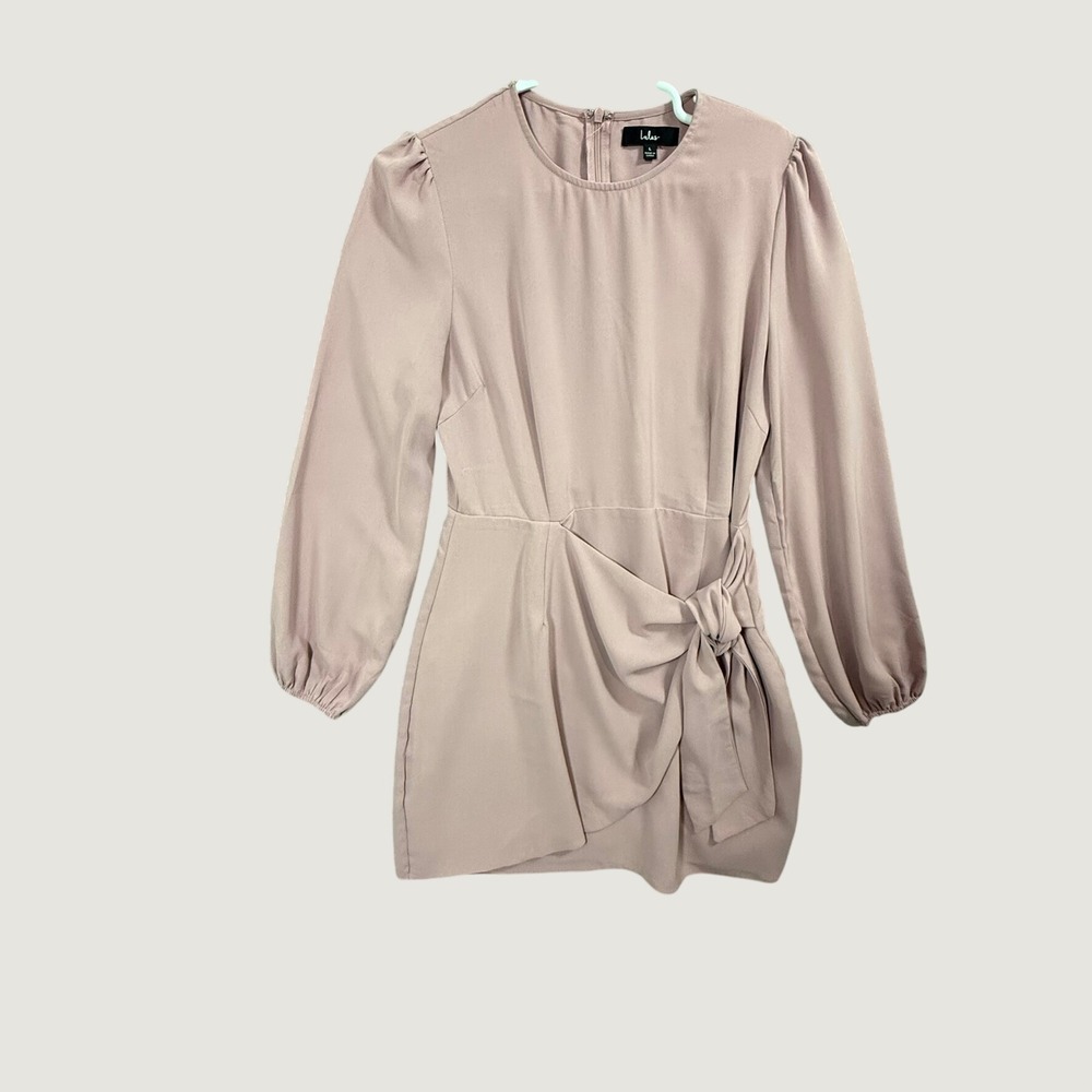 Lulus Mauve Pink Long Sleeve Side Tie Mini Dress Size L Cocktail Wedding Guest